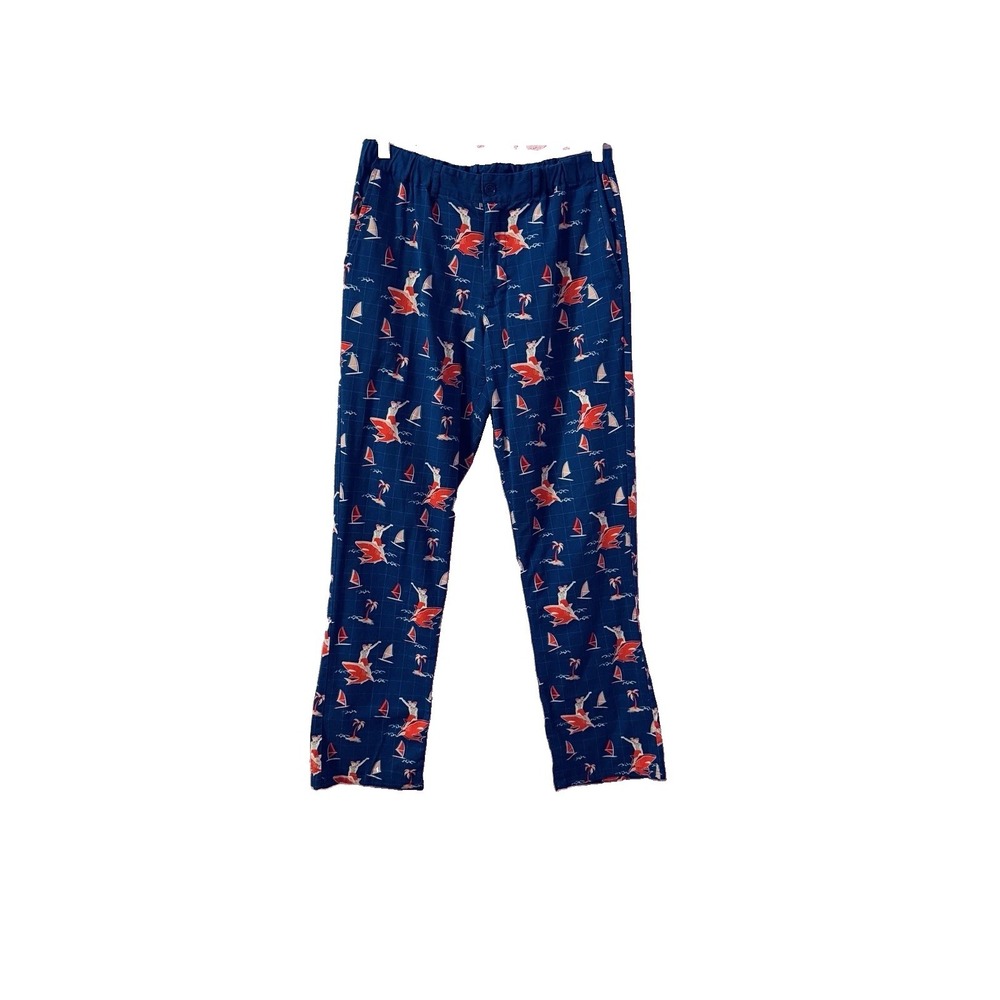 Tipsy Elves Shark Pants Mens L Elastic Waist Sailboats Nautical Rider Party Boy